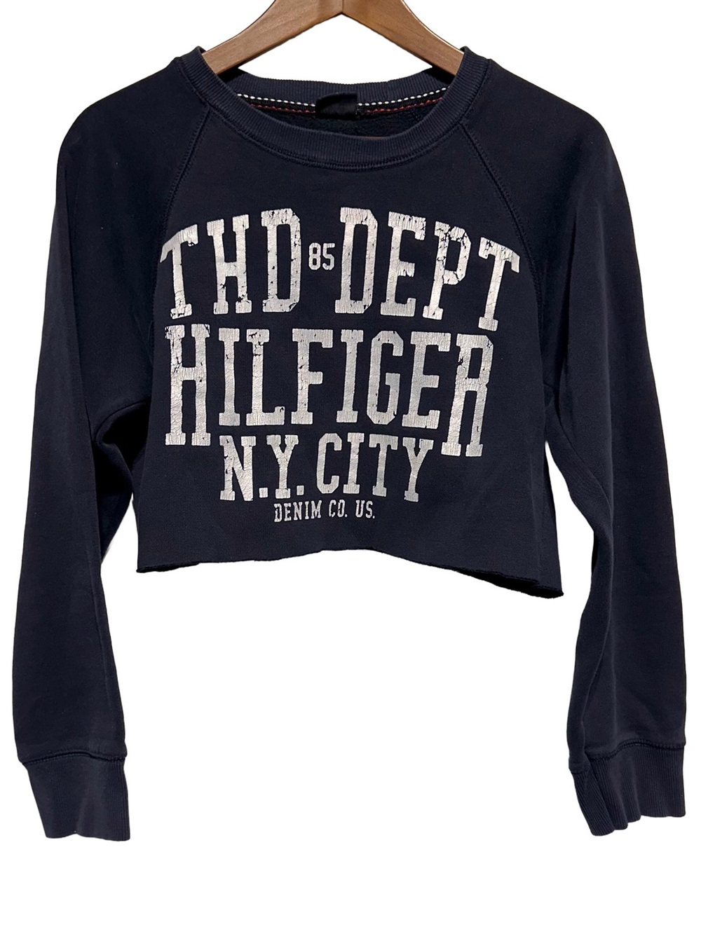 Tommy Hilfiger Cropped Graphic Crewneck Sweatshirt Navy M